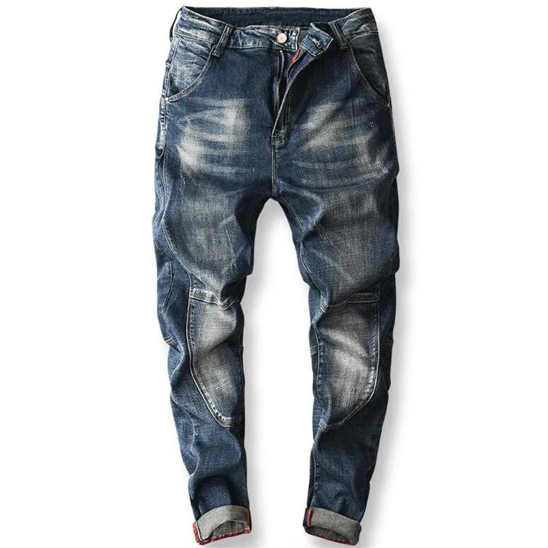 Новые модные классические мужские джинсы для бега высококачественные свободные