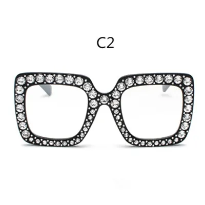 C2 Black.Transparent HBK Квадратные Солнцезащитные очки бриллиантовыми большой кадр Винтаж Для женщин Брендовая дизайнерская обувь роскошные Новая мода Мода солнцезащитные очки UV400 - Цвет линз: C2 Black.Transparent