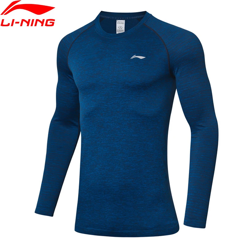 Мужская футболка с длинными рукавами Li Ning облегающая бесшовная Спортивная из