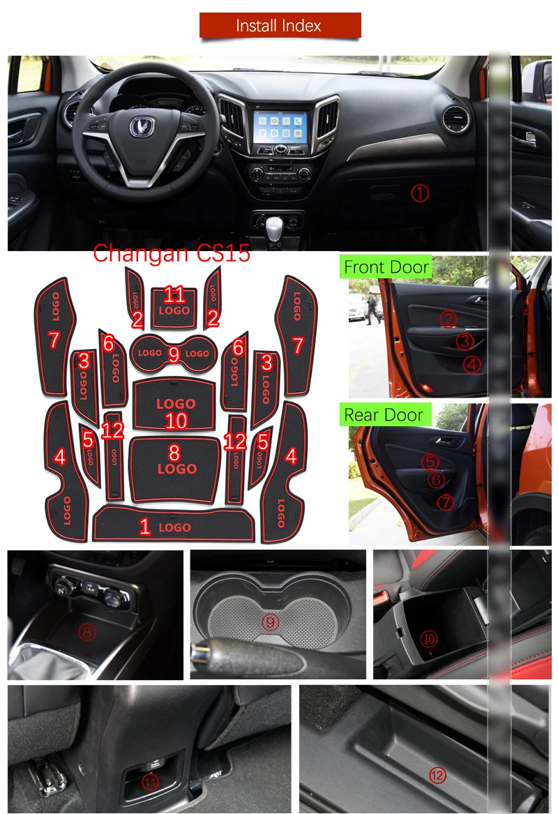 Противоскользящий резиновый коврик для ворот Changan CS15 2016 2017 2018 2019 аксессуары