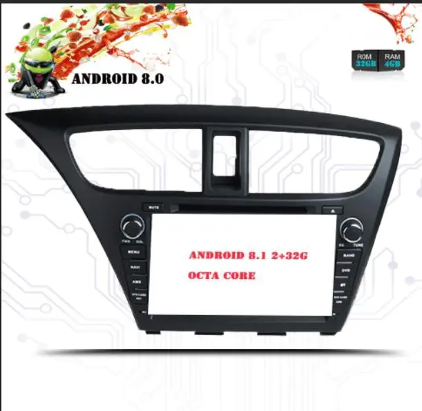 8.1 2G 32G 8core " HD 1024*600 Восьмиядерный Android 8,1 Автомобильный DVD Радио gps навигационный плеер для Honda Civic хэтчбек 2013 DVR головное устройство - Цвет: 8.1 2G 32G 8core