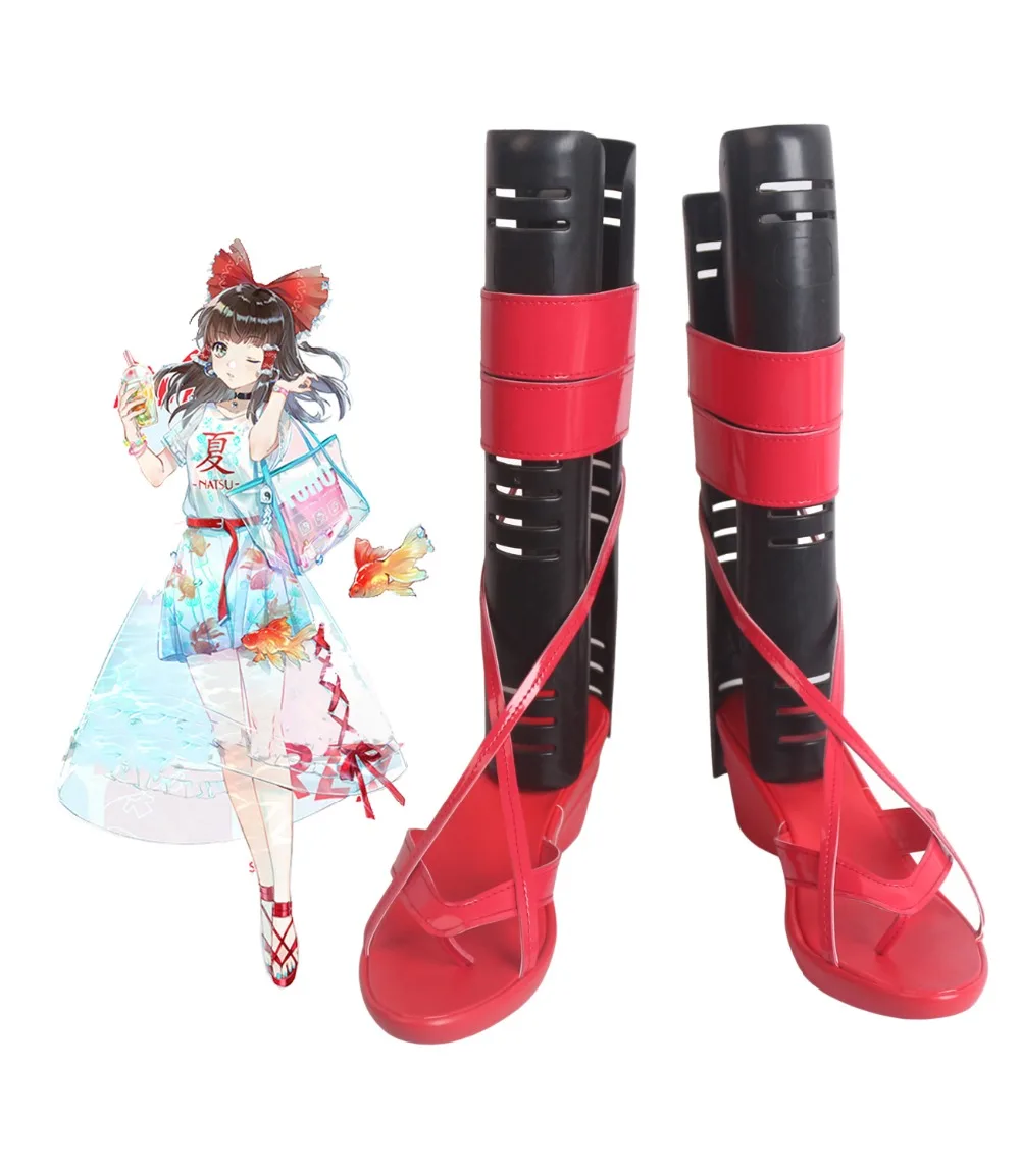 Ботинки для косплея Hakurei Reimu красные ботинки изготовленные на заказ TouHou Project |