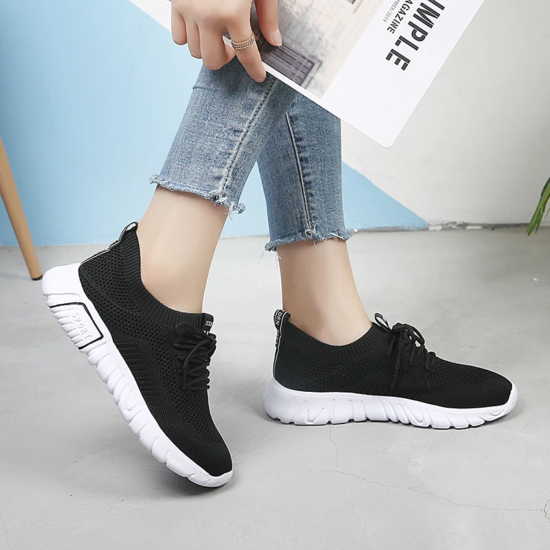 Black Women Sneakers 2019 Casual Shoes Ladies Autumn for Female Breathable Mesh Non-slip Trainers | Обувь