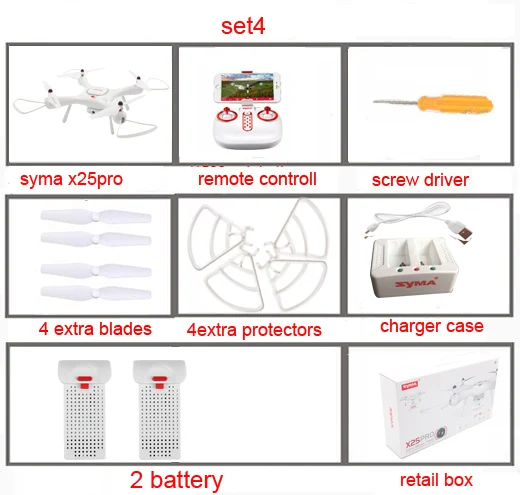 set4 SYMA X25pro gps Дрон Wi-Fi FPV с камерой 720P HD или камерой в реальном времени Fpv Дрон 6 осевой высоты RC Квадрокоптер RTF - Цвет: set4