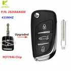 Обновленный Выкидной дистанционный ключ KEYECU 433 МГц PCF7946 для Nissan Cabster Micra Navara Note NV200 Pathfinder Qashqai 28268AX600