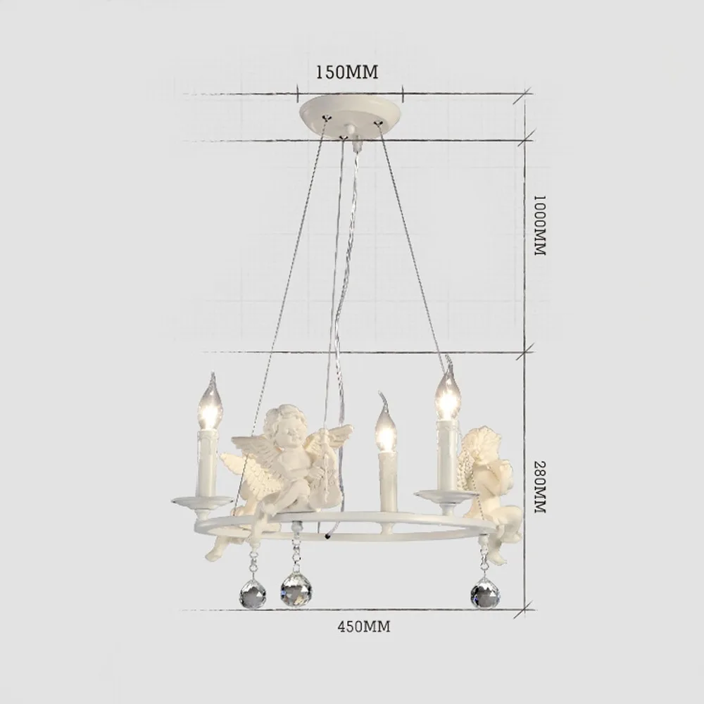 Блеск светодио дный LED люстра с ангелочками освещение белый гладить современный