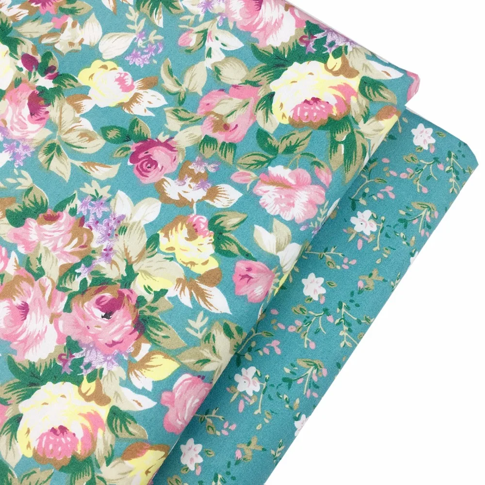Синяя Цветочная новая хлопчатобумажная ткань на метр для рукоделия|cotton fabric|cloth