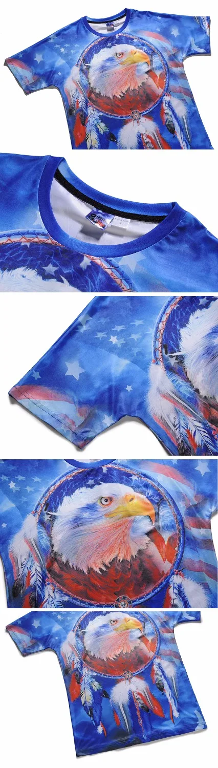 2018 summer new European code coat digital tyrant Eagle 3D printing T-shirt tide brand short-sleeved large size street men's clo | Мужская
