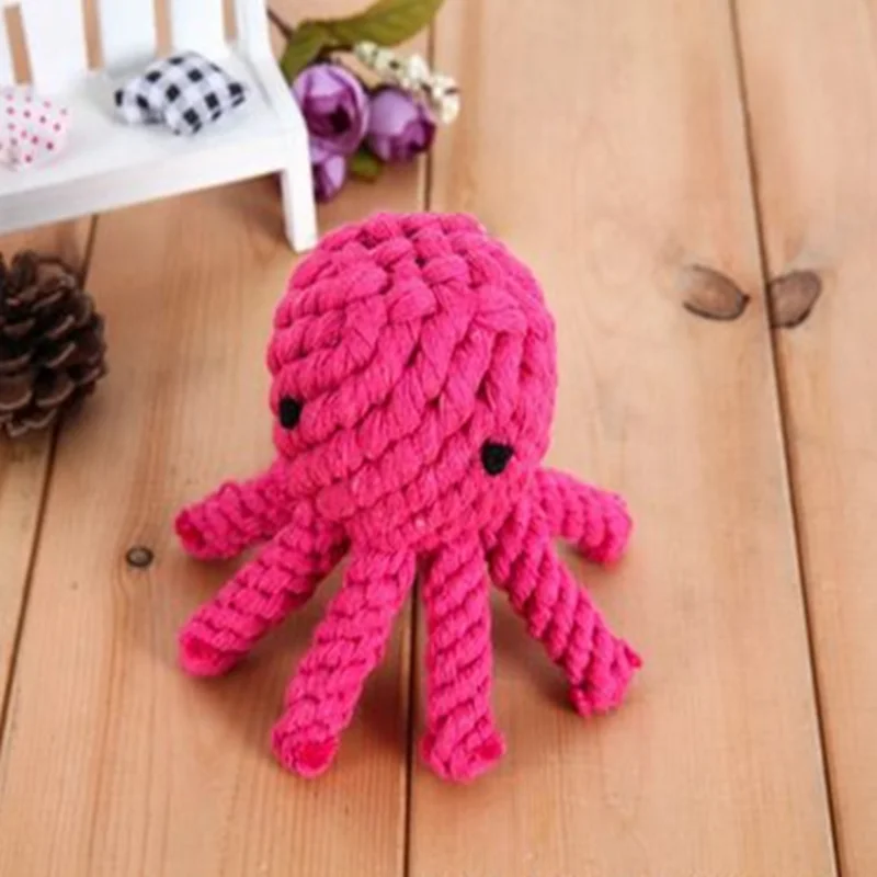 octopus Игрушки для собак, устойчивые к укусам, ручная вязка, все виды милых животных, форма жевательных зубов, очистка, хлопковая веревка, ручка, узел, товары для домашних животных - Цвет: octopus