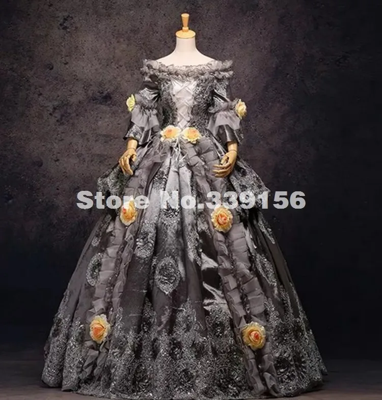 Высокая-класс Винтаж серый 18th века Rococo барокко Мария Антуанетта Средневековый