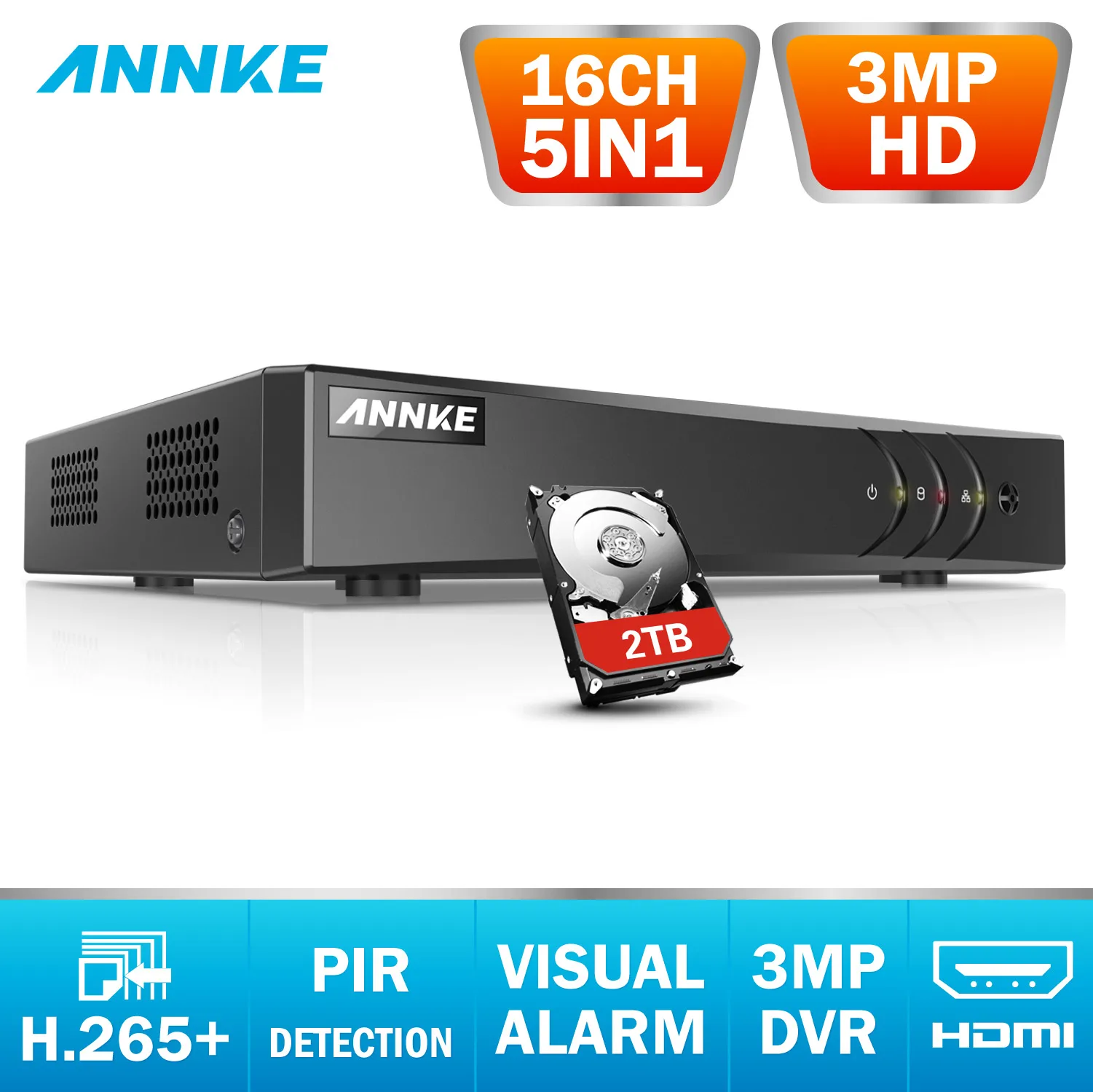 ANNKE 16CH 3MP 5в1 HD TVI CVI AHD IP безопасности DVR рекордер H.265 + цифровой видео регистратор