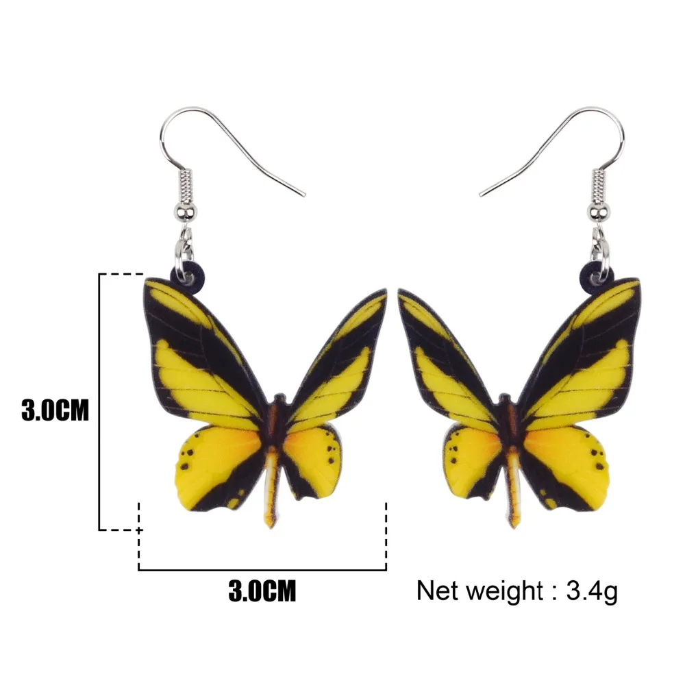 Акриловые уникальные серьги WEVENI Ornithoptera Goliath в виде бабочки милые Висячие