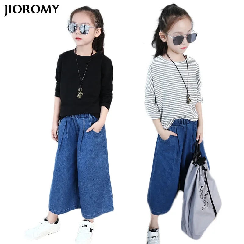 JIOROMY/осенние костюмы для девочек новинка 2019 большая детская хлопковая футболка в