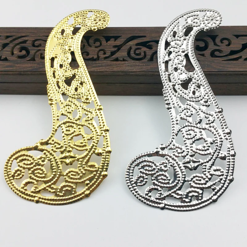 

10pcs 120mm Filigree flower Wraps Metal Charms For Embellishment Scrapbook DIY Jewelry Metal Craft Cosplay accessories