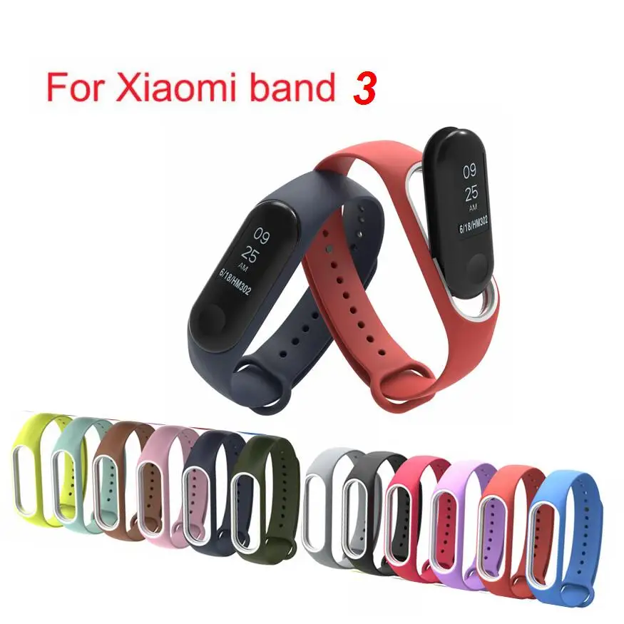 Силиконовый браслет MiBand 3 двухцветный сменный ремешок для оригинального