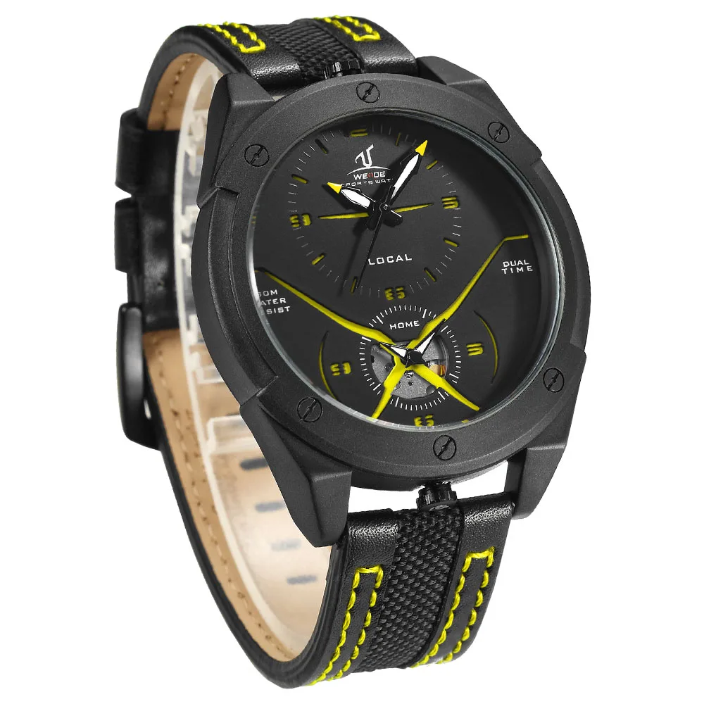 WEIDE оригинальные мужские s часы брендовые роскошные кожаные кварцевые спортивные