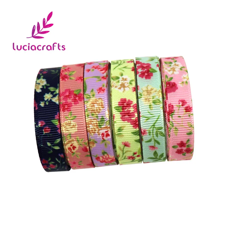 Lucia crafts 6 лет/лот 10 мм смешанные 6 цветов печатные корсажная оберточная лента для подарков DIY волос Лук отделка Швейные аксессуары R0403