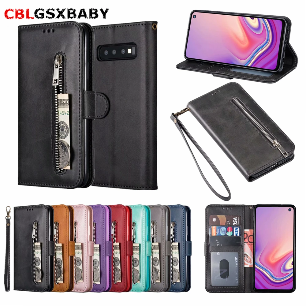 Кожаный чехол бумажник на молнии для Samsung S20 S8 S9 S10 Plus флип телефона Note 20 10 A10 A20 A50 A70