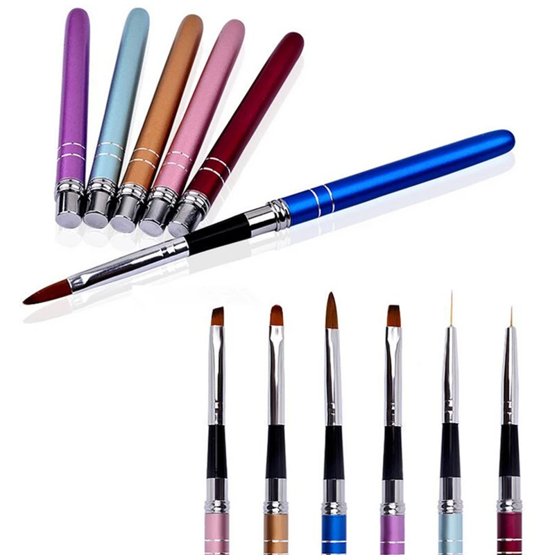 Дизайн ногтей ручка с кисточкой съемная металлическая плоская резьба по