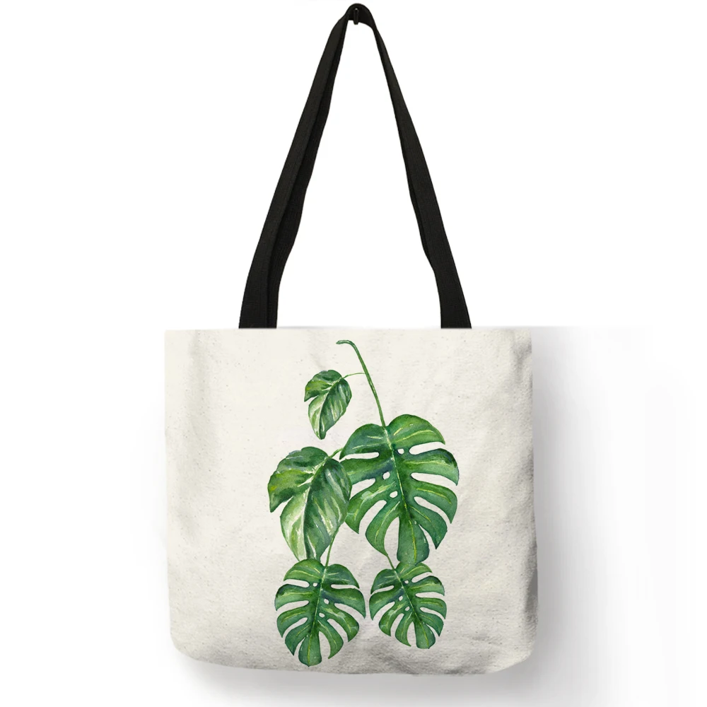 Горячая Monstera Deliciosa элемент сумки шопперы для женщин многоразовые покупок ткань