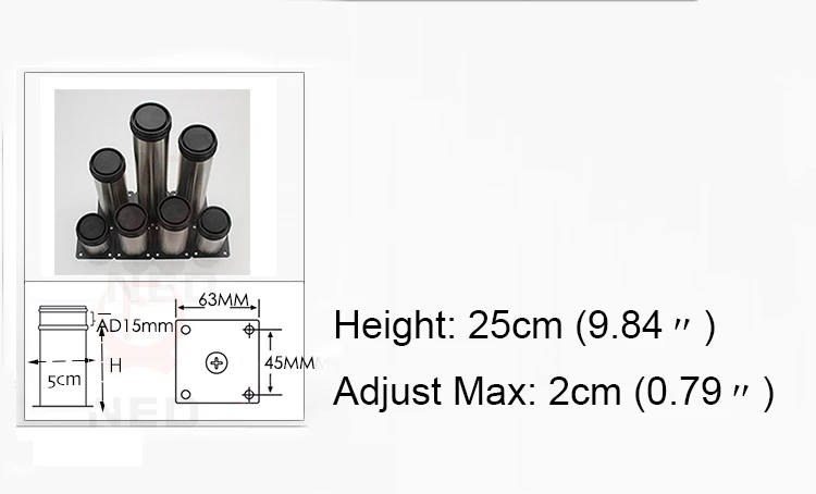 25CM Height NAIERDI 5 см-30 см мебель регулируемые ножки для шкафа стол из нержавеющей стали диван металлическая ножка с винтами оборудование для улучшения дома - Цвет: 25CM Height