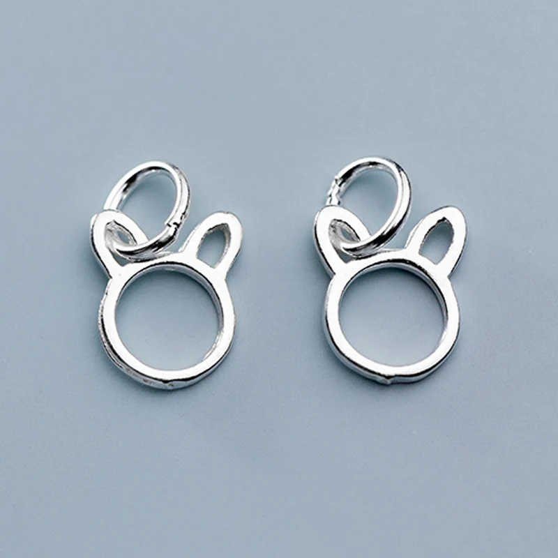 

2pcs 925 Sterling Silver Hollow Out Cute Rabbit Figure Charms Handmade Bracelets Silver Dangle Pendants DIY Jewelry Accessories