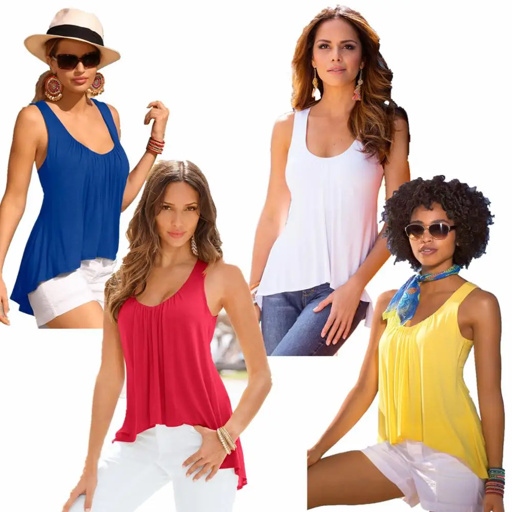Summer 2019 Womens Blouses Sleeveless Tank Tops Solid Shirt Women Blouse Shirt Female D190518