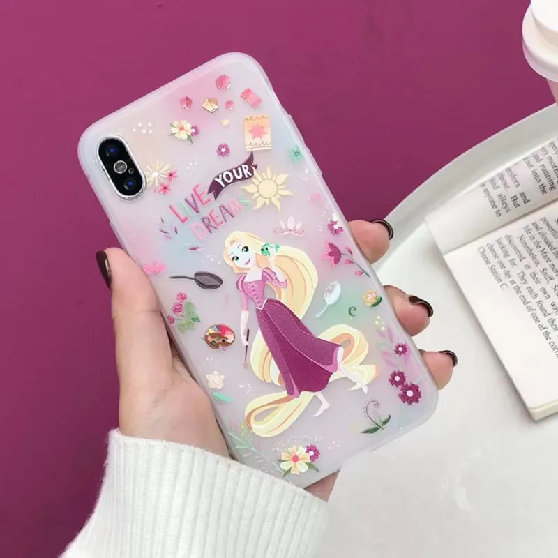 3 Мягкий чехол с милым рисунком принцессы русалки для iphone X XS Max XR XS, задняя крышка с цветком для iphone 6 6s 6plus 7 Plus 8 8 plus coque - Цвет: 3