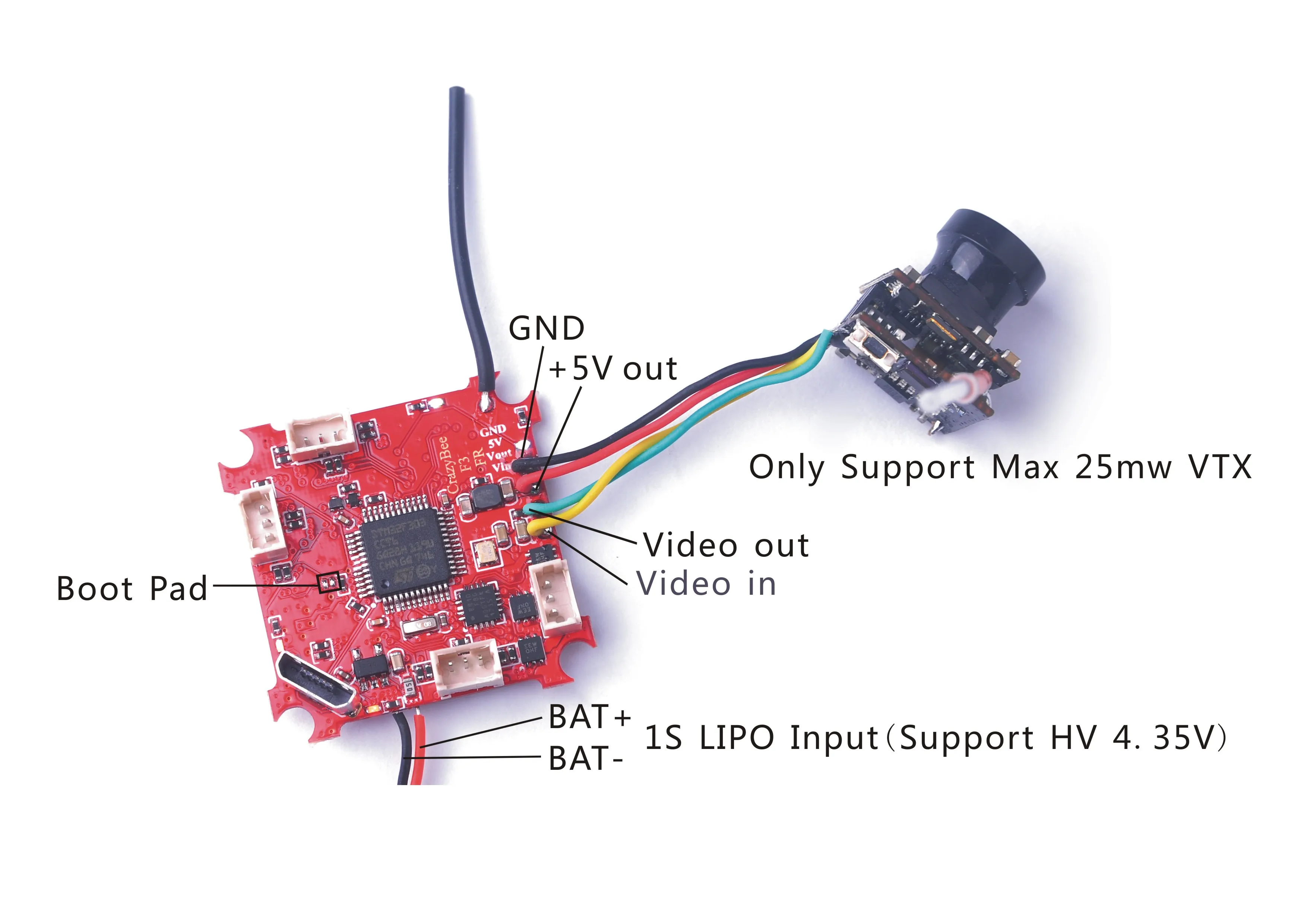 

JMT Crazybee F3 Flight Controller OSD Current Meter 4 IN 1 5A 1S Blheli_S ESC Compatible Frsky / Flysky Receiver for Multicopter