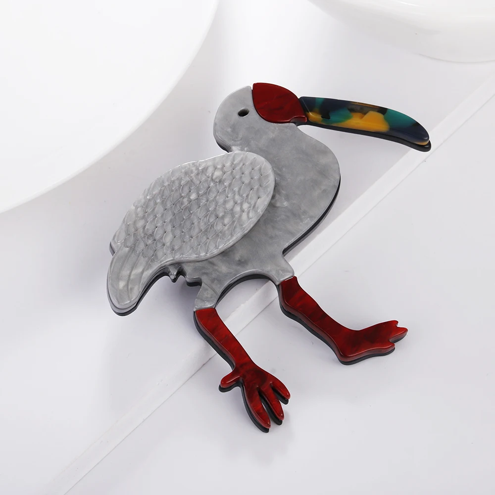 FishPeach новый дизайн Акриловые броши в виде птиц для женщин искусственная смола