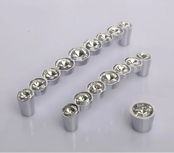 

Deluxe glass diamond handles 96mm crystal kitchen cabinet drawer handle shiny silver dresser cupboard door pull knob knob