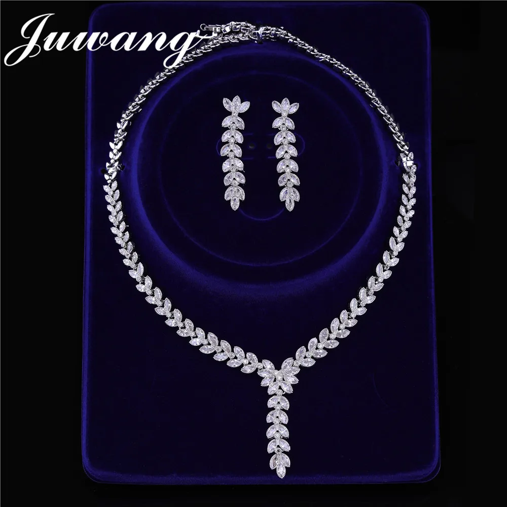 style 2 Бренд juwang, прозрачный циркониевый ювелирный набор для женщин, AAA кубический циркон, серьги, ожерелье, ювелирные наборы, свадебные ювелирные изделия, ожерелье, наборы - Окраска металла: style 2
