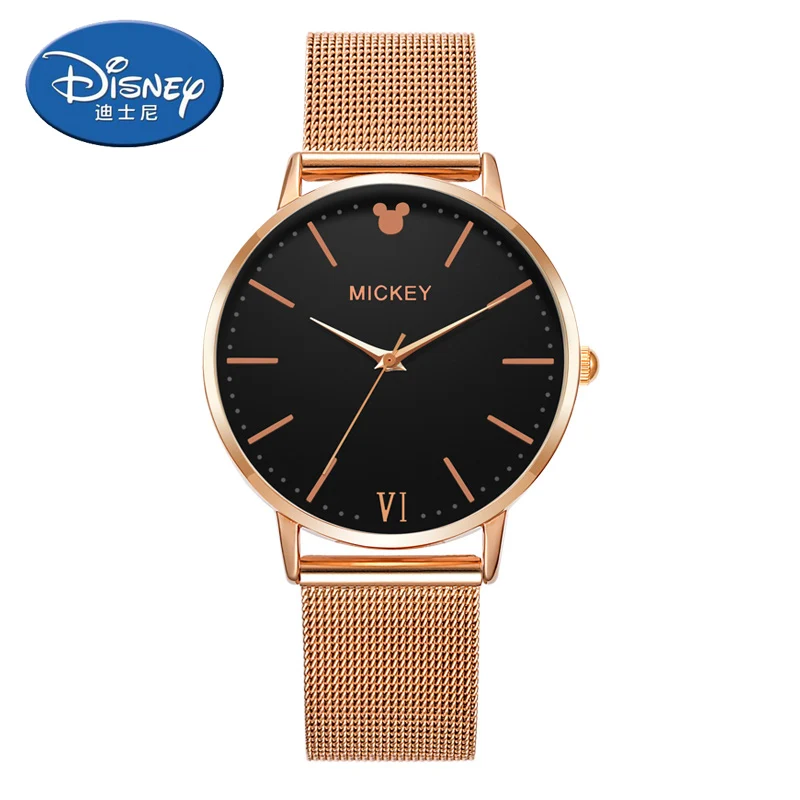 stainless black Disney женские часы модные наручные часы водонепроницаемые кварцевые часы роскошные часы Известный бренд из нержавеющей стали - Цвет: stainless black