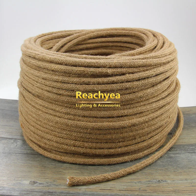 

3m 5m 10m 2 Core or 3 Core Vintage Hemp Rope Light Cord Hemp Braided Flexible Cable Electrical Wire For Retro Lights