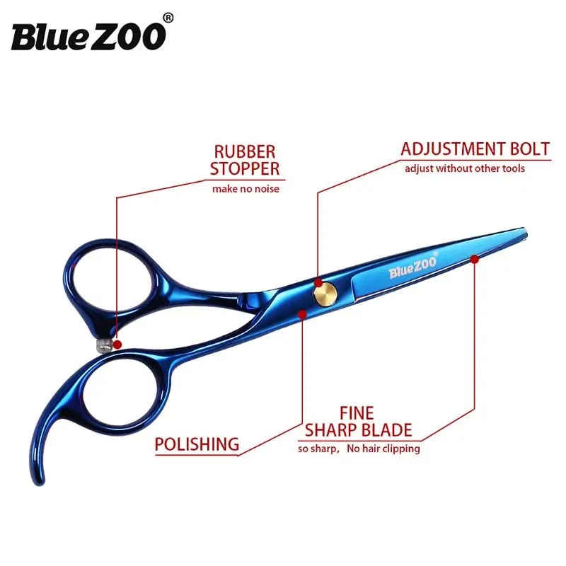 Профессиональные ножницы бритва Edge Fire Blue Steel 5 парикмахерские для стрижки волос - Фото №1