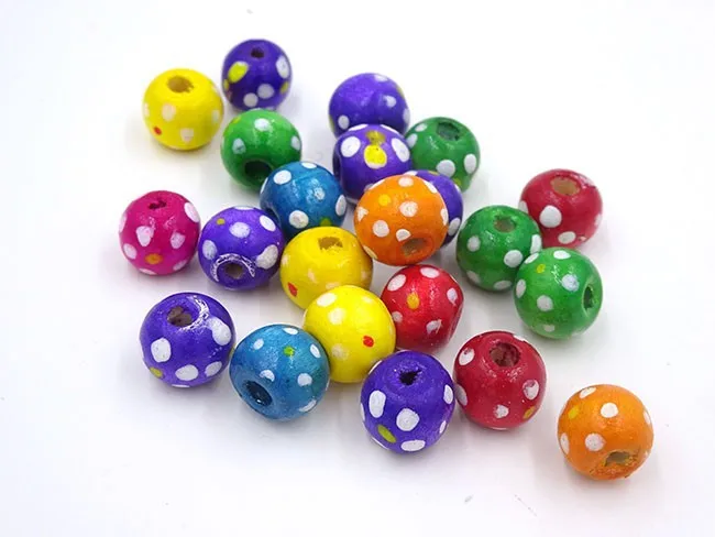 Цветные Дизайнерские деревянные бусины в горошек 10 мм украшения для дома оптовая