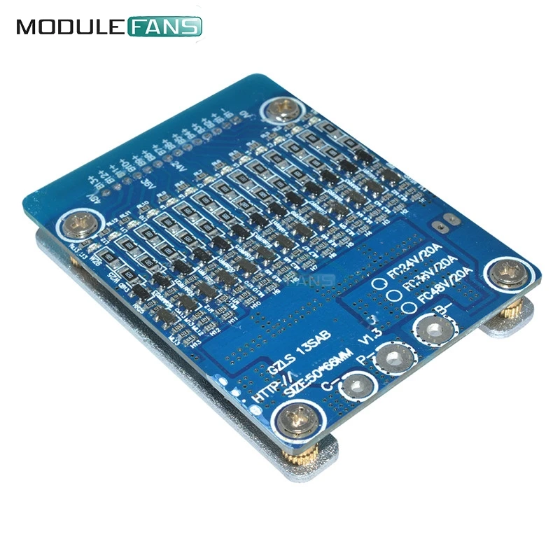13S 20A Защитная плата PCB для литий ионных ячеек 48 В 18650 аккумулятор BMS баланс модуля с