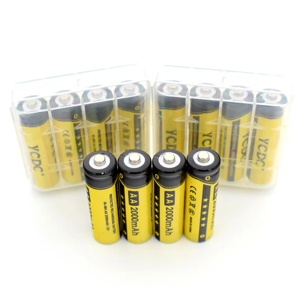 YCDC 4-20 шт./лот Ni-MH AA 2A перезаряжаемые батареи 1,2 в 2000 мАч power Bank батарея с батарейной коробкой подарок