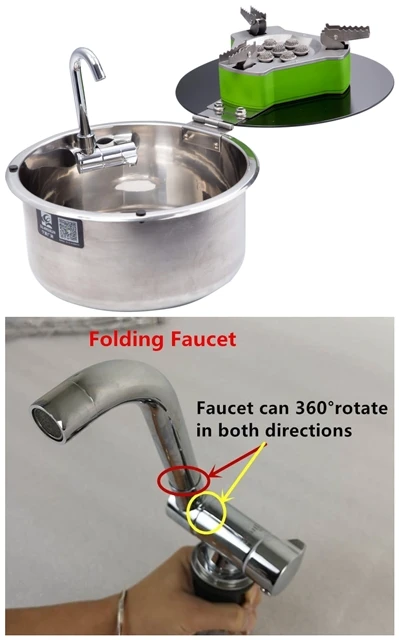 sink and faucet Лодка Караван Кемпер нержавеющая сталь раковина пропановая печь с крышкой из закаленного стекла 300*130 мм GR-532F - Цвет: sink and faucet
