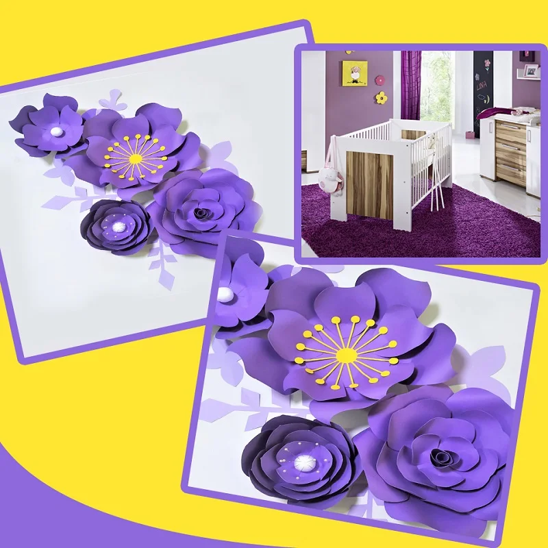 Фиолетовые розы DIY Бумажные Цветы Листья набор для маленьких девочек детские