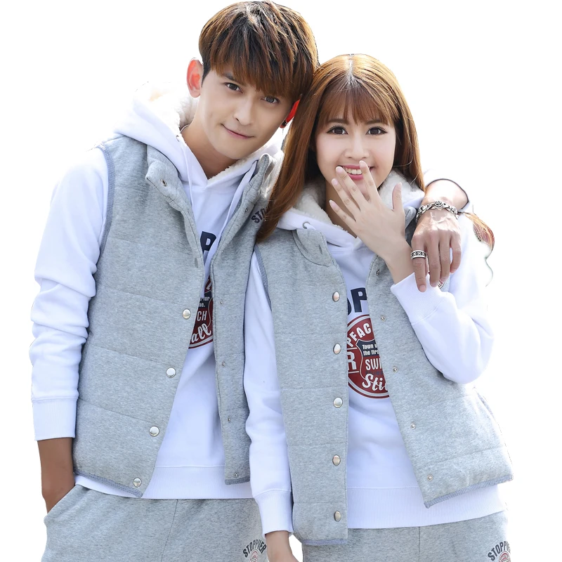 Зимний комплект из 3 предметов для влюбленных (толстовка с капюшоном + жилет