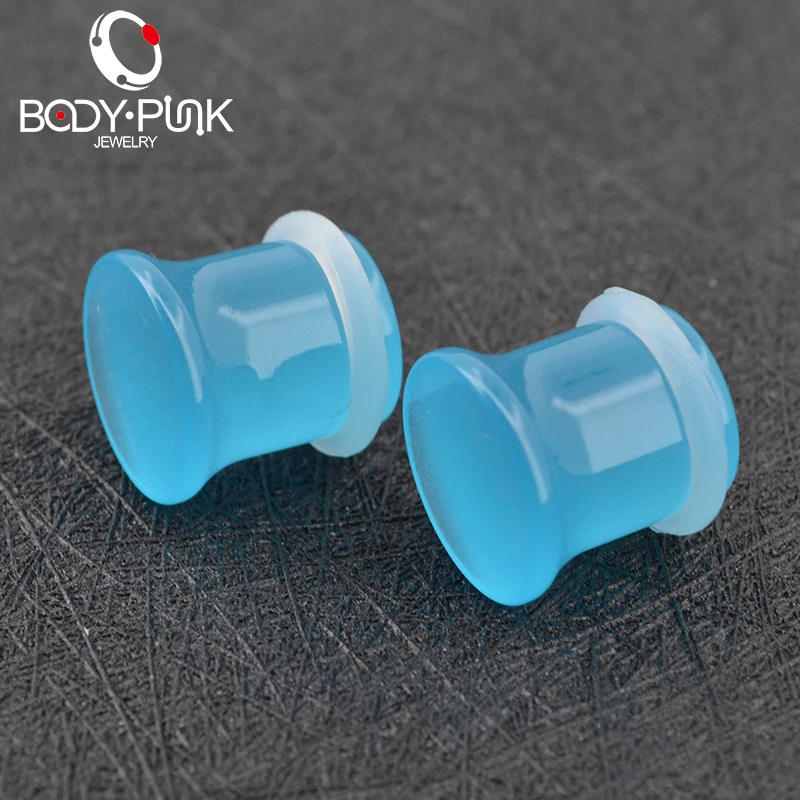 Тело панк ювелирные изделия синий акрил светится в темноте штекер для тоннелей