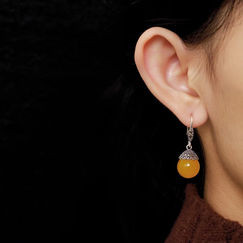 Сережки из сердолика S925 чистый антиквариат с мозаичным камнем инкрустированные