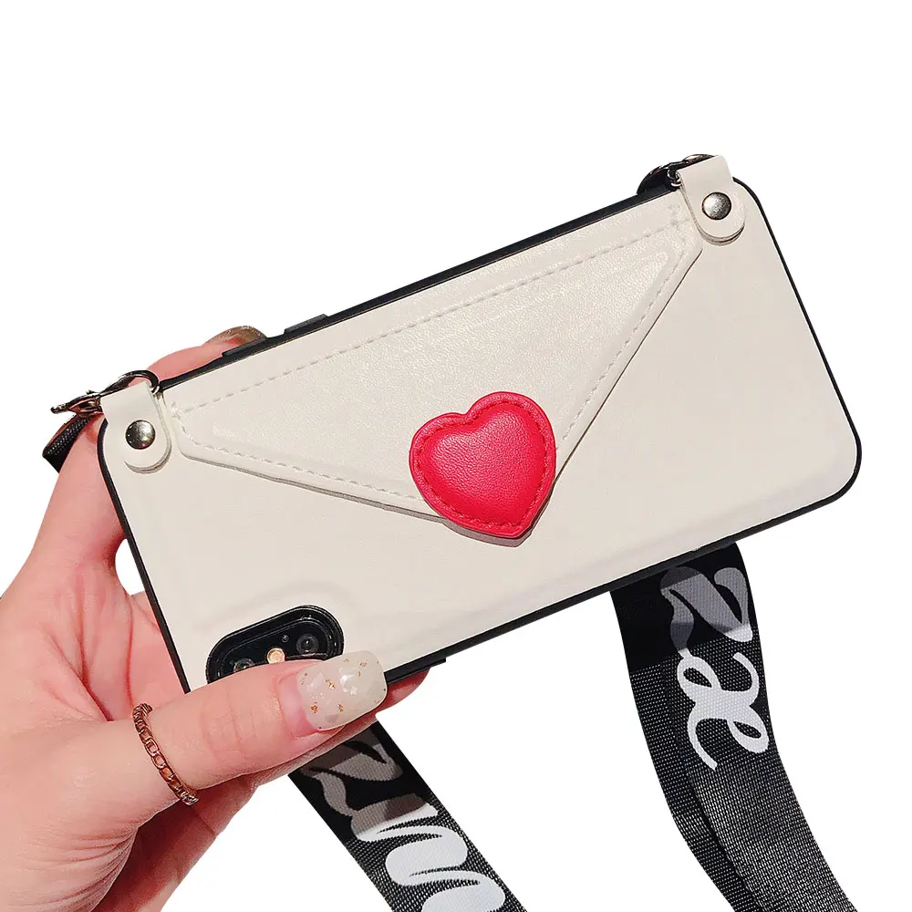 KISSCASE девчачий кожаный ремешок чехол для iPhone 7 8 Plus X XR XS MAX Lover Heart Holder Чехлы 6 6S Сумки