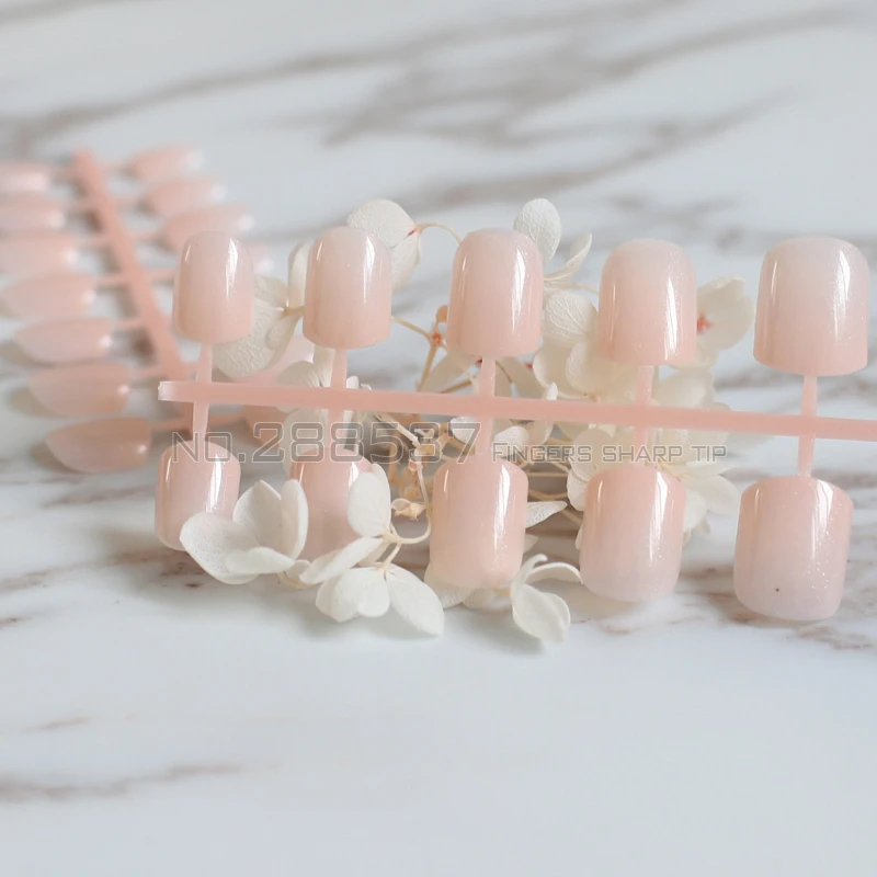 24 шт. блестящие накладные ногти телесного цвета яркие короткие круглые