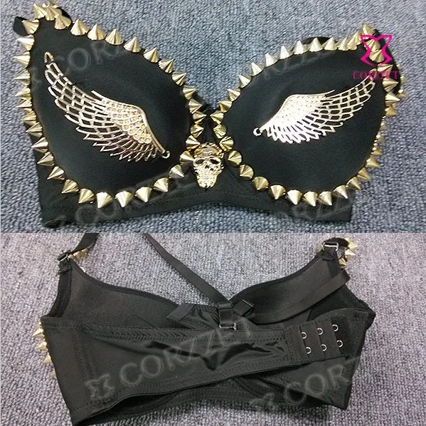 Сексуальный женский черный золотой металлический панк шпильки заклепки