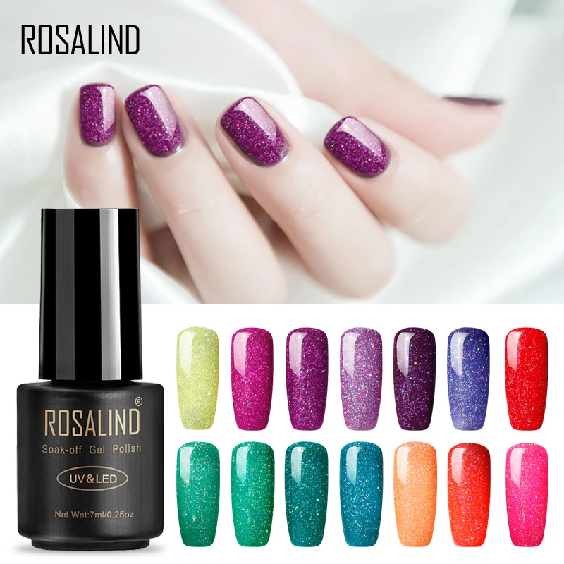 

Радужный лак для ногтей ROSALIND, 7 мл, Полупостоянный Гель-лак для дизайна ногтей, Гель-лак для ногтей, удаляемый замачиванием, УФ-светодиодсвет...