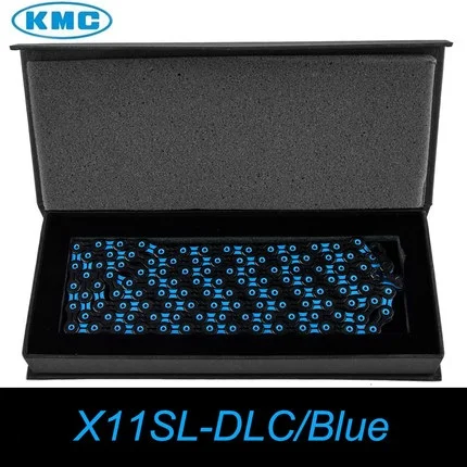 X11SLDLCBlackBlue KMC Алмазное покрытие 10 скоростей 11 цепь для скоростного велосипеда X10SL X11SL горный велосипед Сверхлегкая цепь DLC велосипедные дорожные велосипедные цепи - Цвет: X11SLDLCBlackBlue