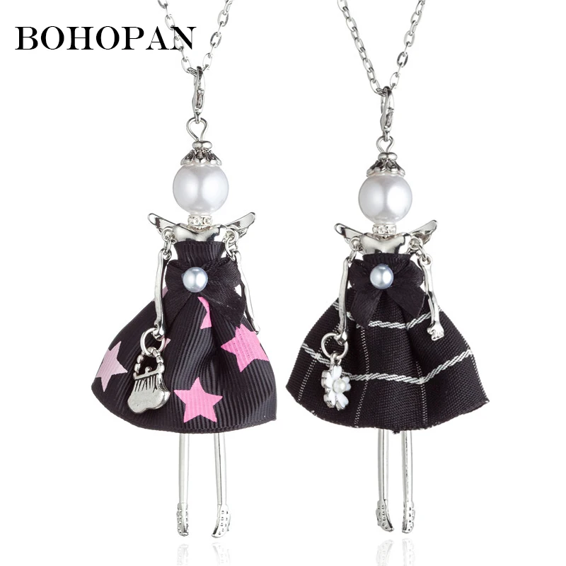 Кукольное ожерелье Bohopan Angel для девочек жемчужное дизайнерское серебристое