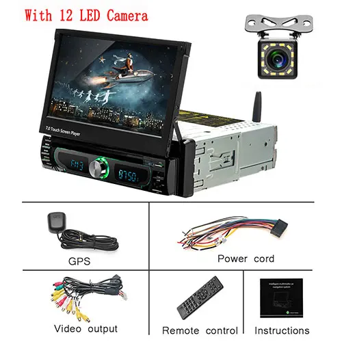 With 12 LED Camera Camecho 1 Din Android автомобильный мультимедийный Радио 7 ''автомобильный Стайлинг Авторадио Android автомобильный аудио плеер с BT/Wifi/gps/Mirror Link/MP5 - Цвет: With 12 LED Camera